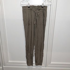 Khaki olive green cuffed pants XS
